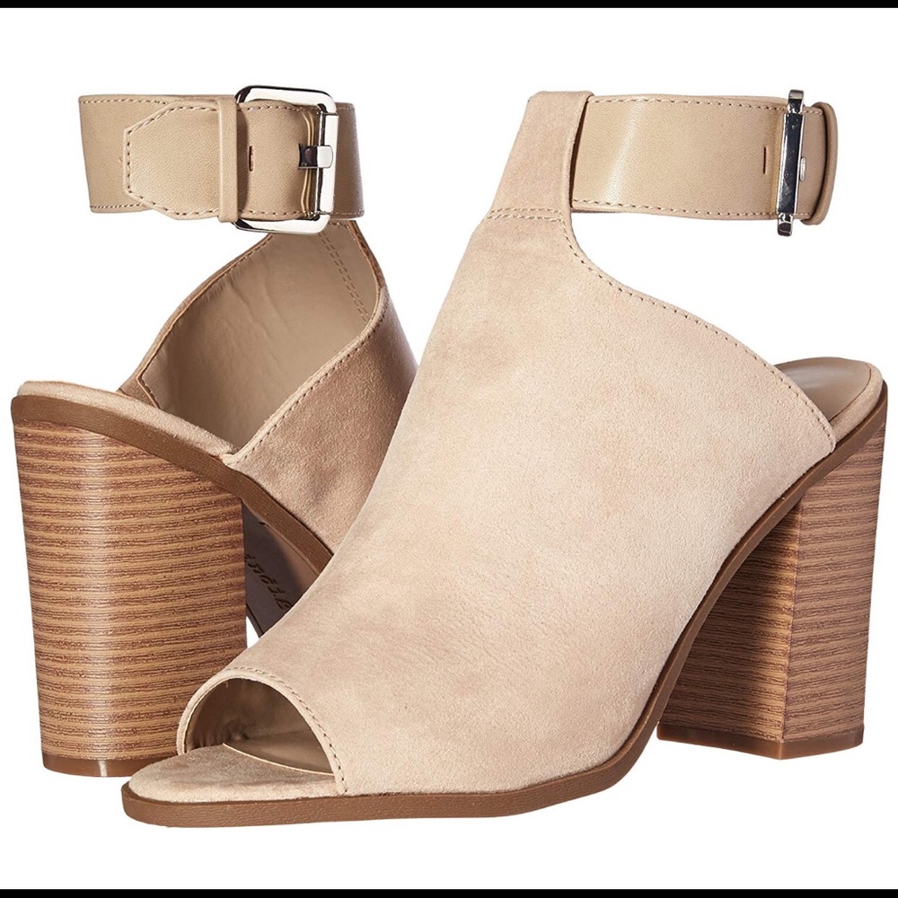 Indigo rd. Mashi Fabric Peep Toe Ankle Strap Mules